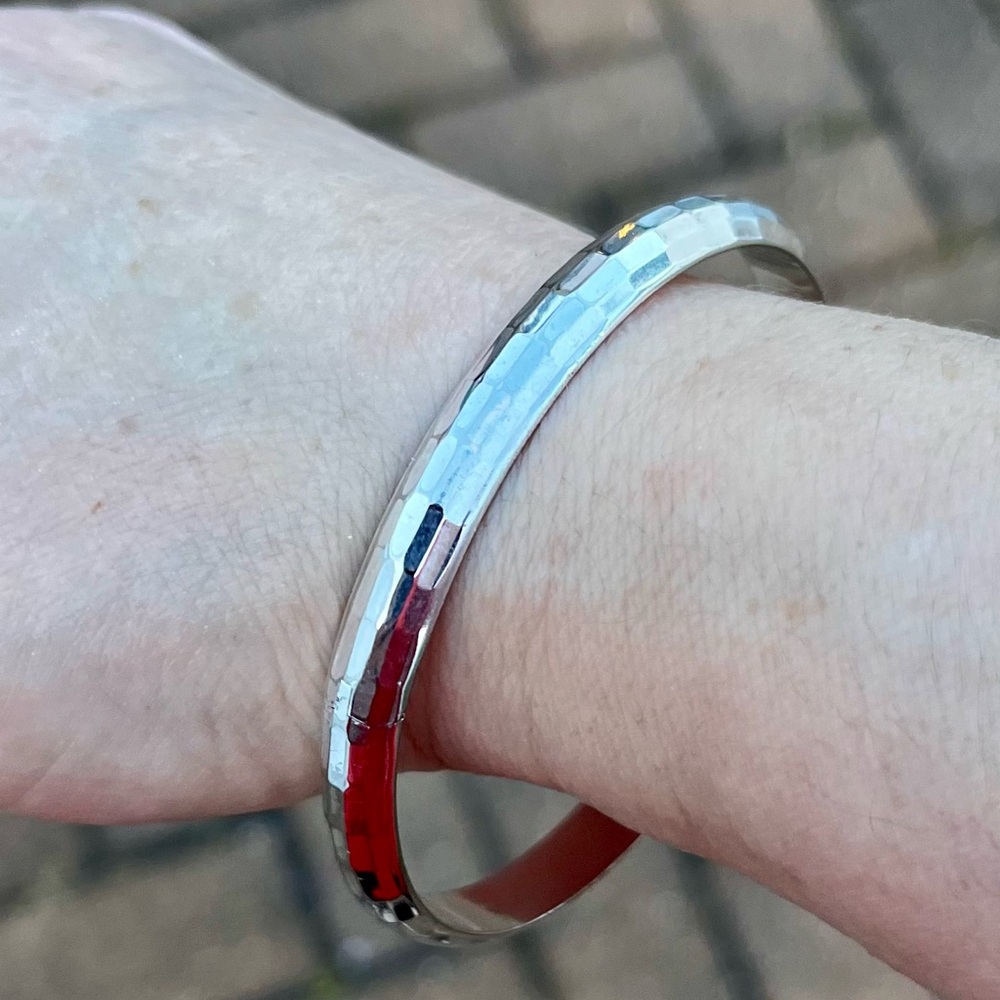 Vintage Sterling Silver Disco Sparkly Bangle Bracelet